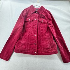 EUC Women  s Harley Davidson Motorcycles Corduroy Jacket Embroidered Wine Medium