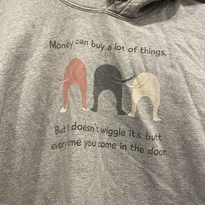 Gildan Heavy Blend Hoodie Grey XXL Dog Wiggle Graphic Print Pullover Sweatshirt