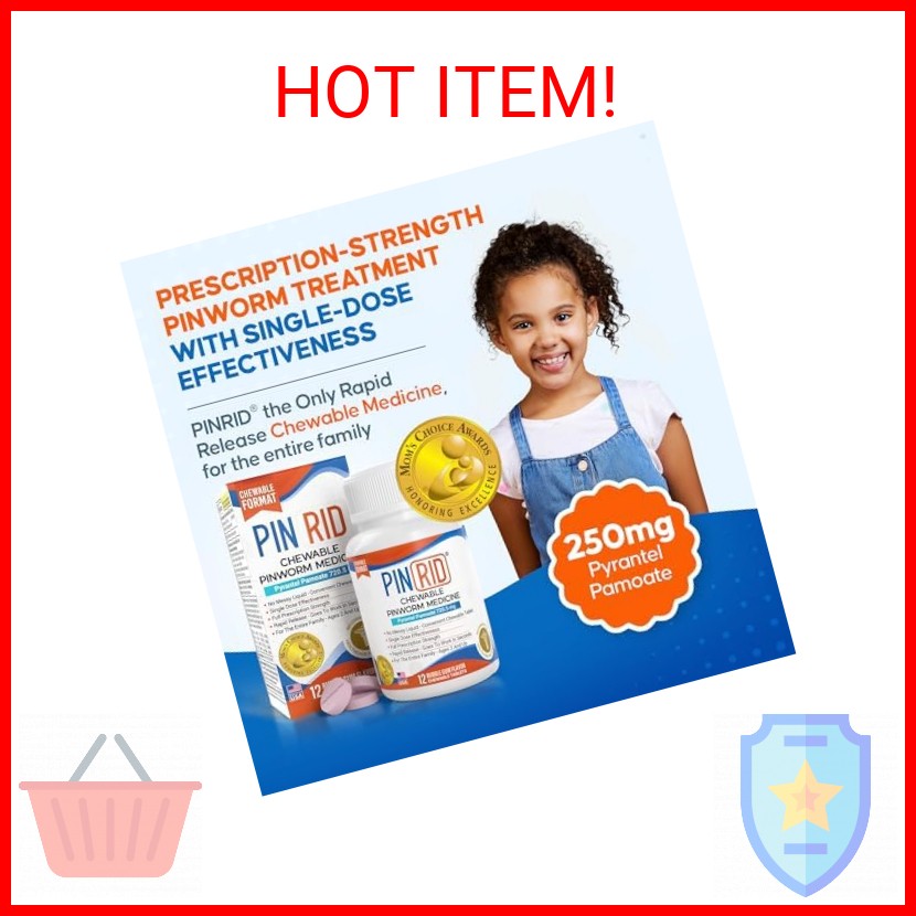 PinRid Pyrantel Pamoate Dewormer for Humans - 250mg, Pinworm Medicine for Adults