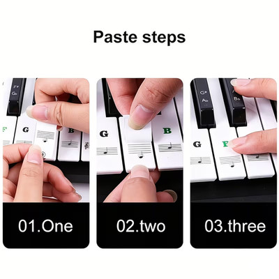 Piano Keyboard Stickers 37/49/54/61/88 Keys Removable Letter Note Labels