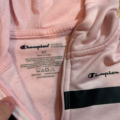 Champion Kids 4T Pink Tracksuit Set Full Zip Hoodie Jacket & Jogger Pants - Picture 3 of 5