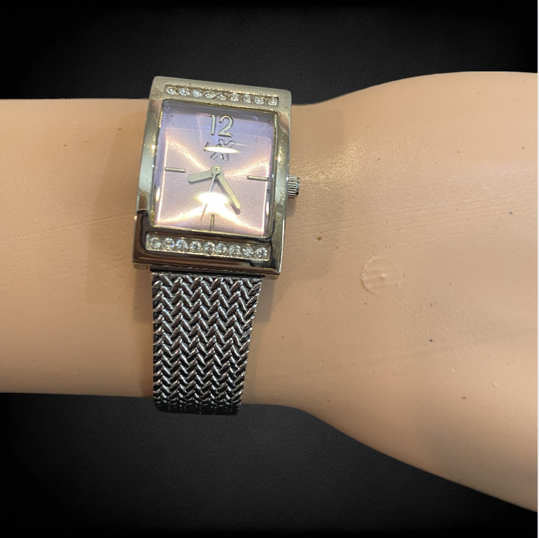 VINTAGE LA EXPRESS -- Analog Watch, Faux Diamonds, Lavender Face, Silver Band View 4