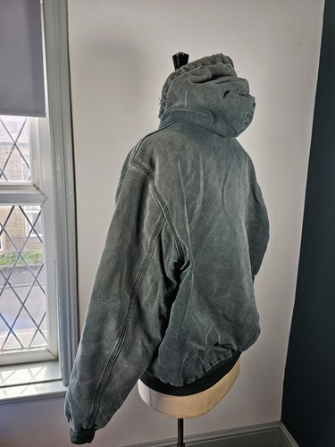 Chaqueta Bomber Carharrt Vintage Años 90 Para Hombre XL/2XL Verde Envejecida Usada Con Capucha - Imagen 11 de 18