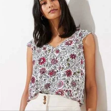 Loft Women's Floral Print Sleeveless Top Small