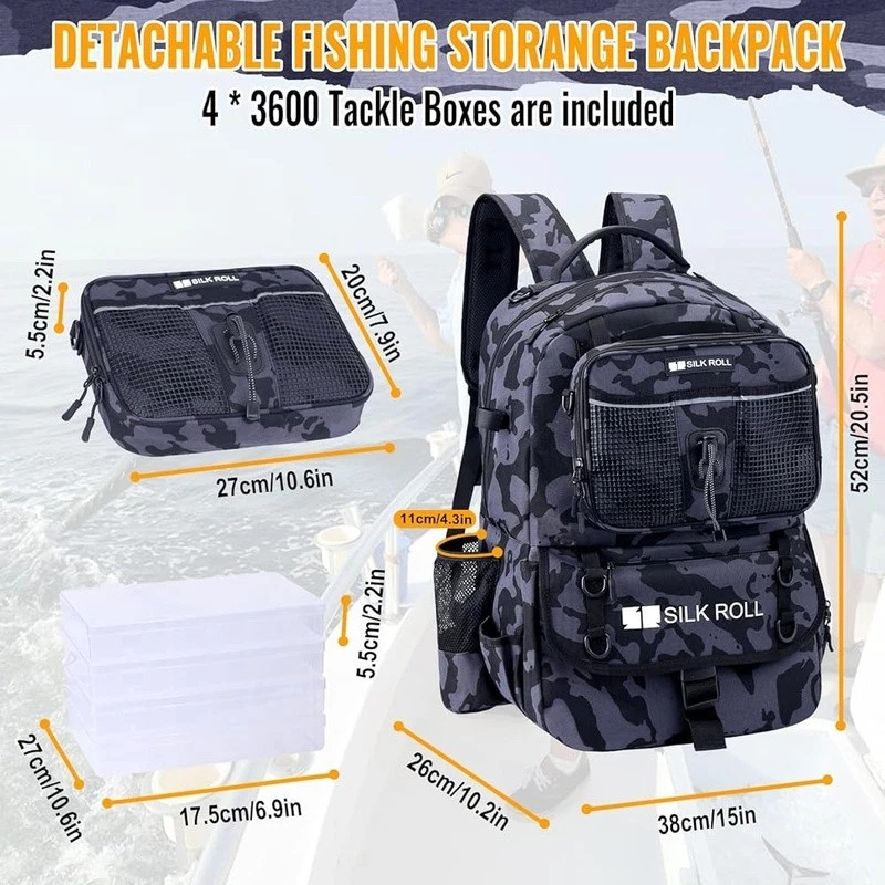 Mochila todo en uno para aparejos de pesca con soporte para caña y cajas de aparejos impermeable nueva Foto 3 de 4