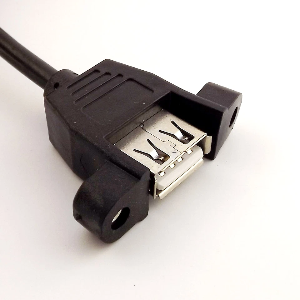 10pcs Mini USB 5 Pin Male to USB 2.0 A Female Socket Panel Mount Cable 1FT Black - Image 3 of 4