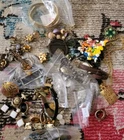 Bag full of costume jewelry rhinestones flowers vintage estate for art repair