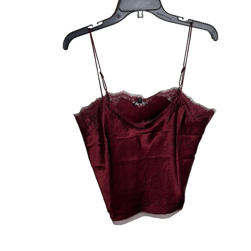 J.Crew Womens $98 Lace-trim camisole top textured satin Burgundy Size XL CD033 - Picture 2 of 6