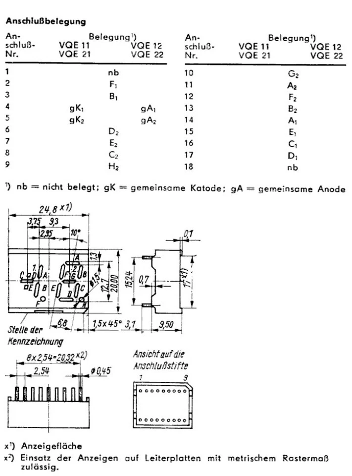 VQE22 E Green 7-Segment LED Display -- Common Anode (2 pieces) - Image 3 of 3