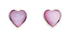 Argent et Rose Nacre Coeur Boucles D'Oreilles