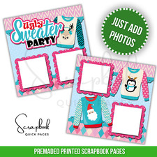 Ugly Christmas Sweater Party Scrapbook PRINTED Premade Scrapbook Quick Pages 112