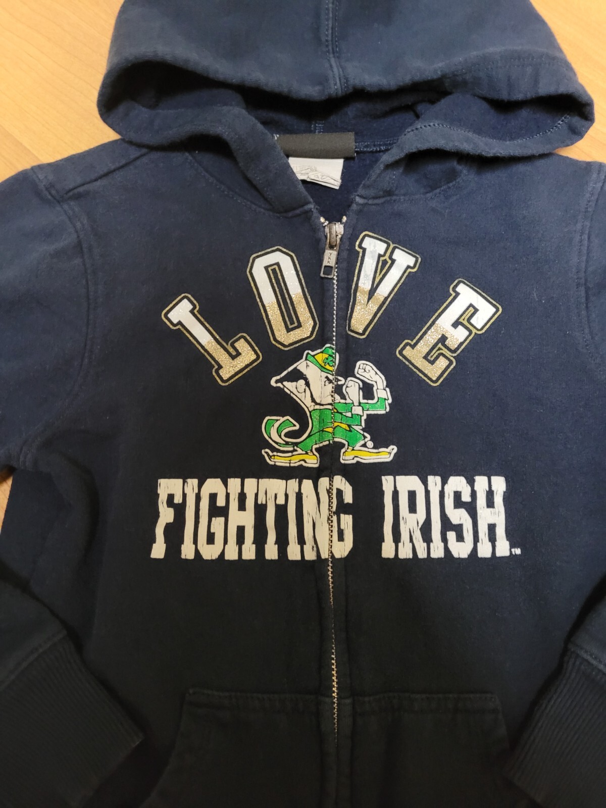 Girls Jrs Notre Dame Fighting Irish Love Zip Up Hoodie Jacket Sweatshirt  Small | eBay