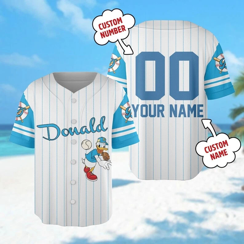 Personalized Duck Player Baseball Jersey, Custom Cartoon Duck Baseball Team