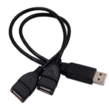 USB Splitter Cable USB 2.0 Male to Two USB Female Charging Data Extension Cable