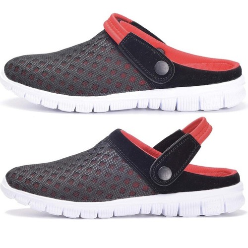 Hsyooes Garden clogs Red Mens Womens summer breathable mesh slippers non-slip - Picture 3 of 7