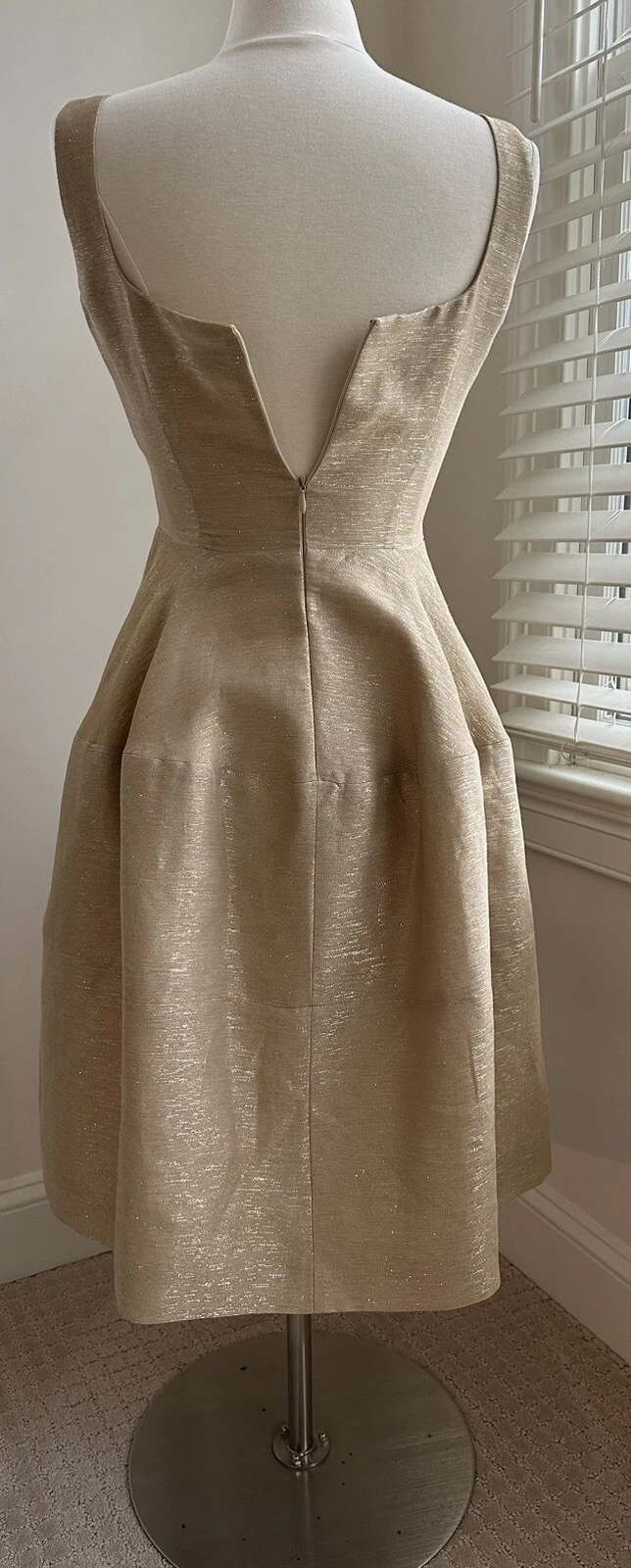 Abito da cocktail vintage 2012 It 42 US 4 Alexander McQueen seta oro