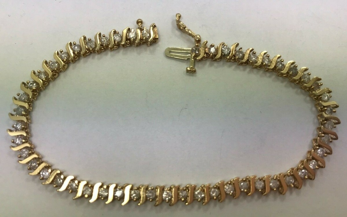 10 karat diamond tennis bracelet 10K gold carat diamond