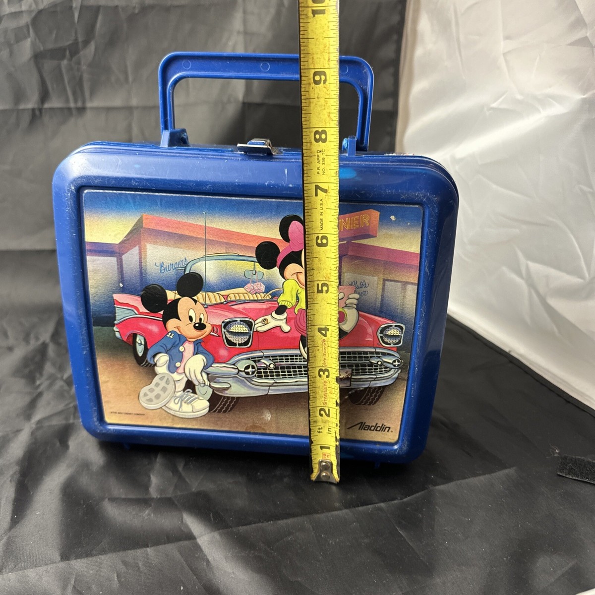 Walt Disney Vintage Plastic Blue Lunch Box Mickey and Minnie Mouse