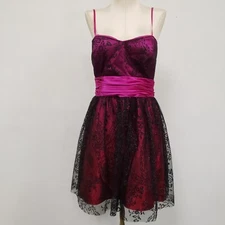 NV Couture Womens Y2K Babydoll Whimsigoth Mini Dress Size 12 Glitter Sheer HOCO