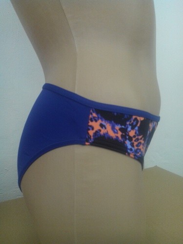 Bikini Hose Playa del Inglés Sapph lila Leo-Muster Short Slip Badehose M L NEU - Picture 2 of 3