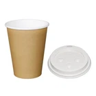 Biodegradable Double Wall Kraft Disposable Coffee Takeaway cups with lid 16oz