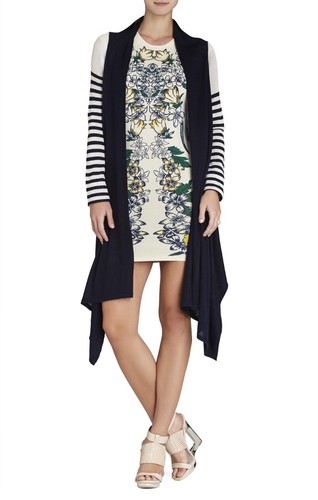 NUEVO BCBG MAX AZRIA MANGA A RAYAS SEDA CACHEMIRA ENVOLTURA MEZCLA XMR4H078/B145 TALLA M/L - Imagen 3 de 3