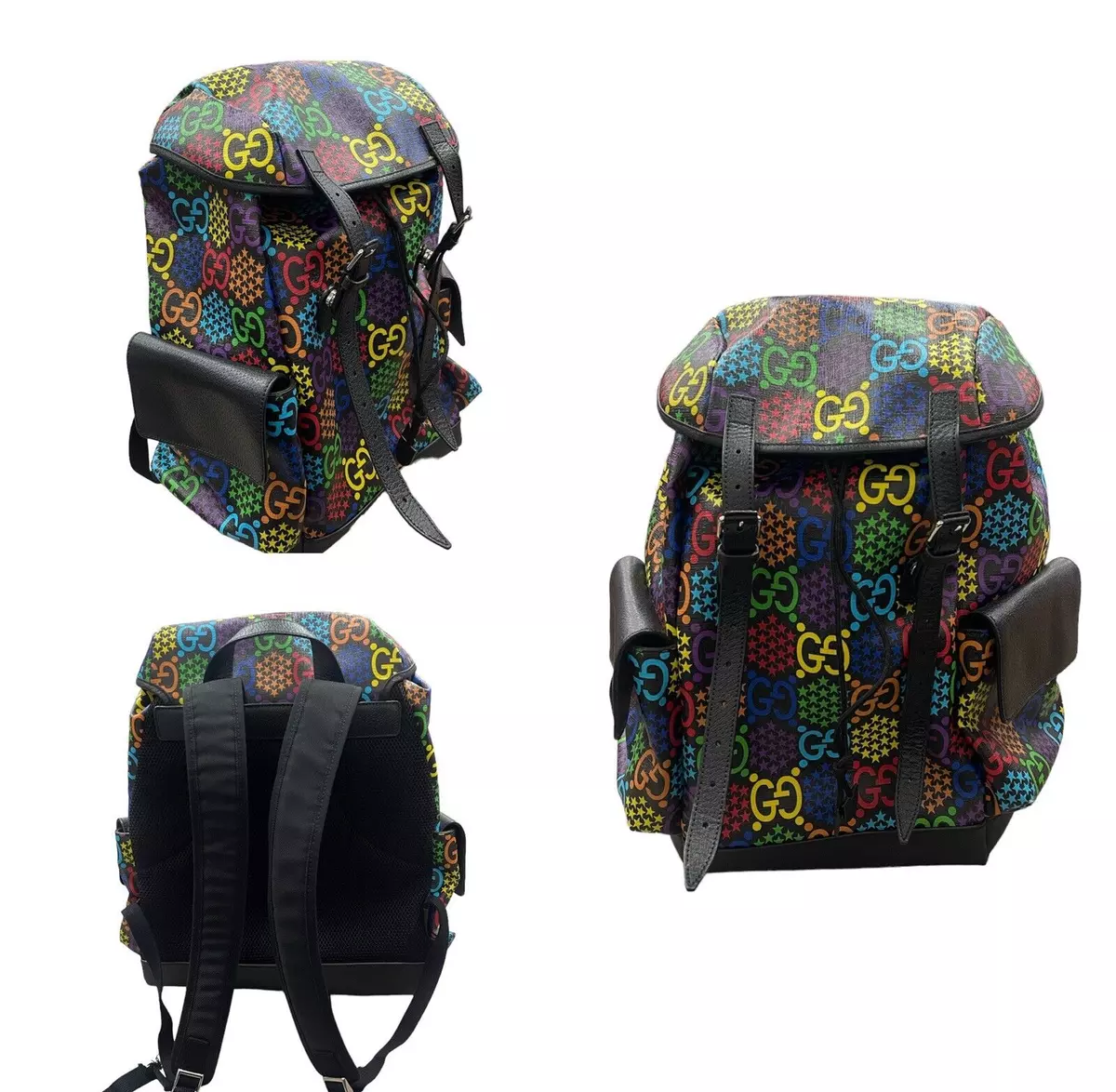 NWT Gucci Leather Unisex Travel Backpack Multicolor
