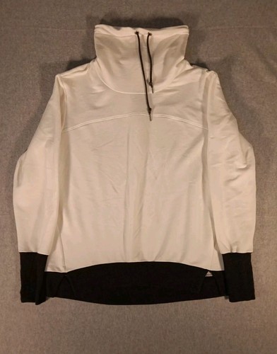 Halcyon Sweatshirt Women's Large White & Gray Cowl Neck Athleisure Yoga Exercise