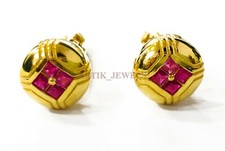 Heated Ruby Gemstone with 18k Gold Plated Silver Cufflink 2569