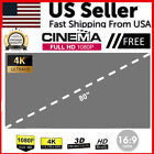 80' Projector Screen Anti-light 16:9 4K Hd Movies Home Theater Portable Cloth