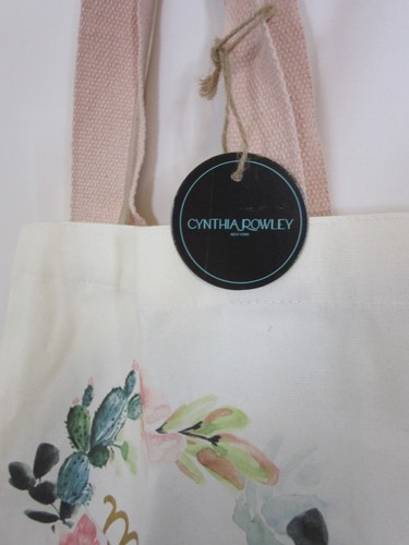 Cynthia Rowley Mom Canvas Large Tote Bag Floral Pink NWT - Picture 4 of 9