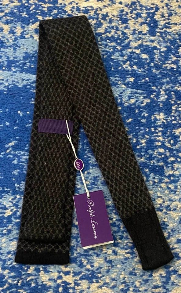 NUEVA Corbata Ralph Lauren Etiqueta Púrpura Negra Gris Hecha a Mano Cachemira Italia Foto 3 de 4