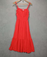 Lush Nordstrom Midi Dress Womens Medium Red Tiered Smocked Bodice Strappy Straps
