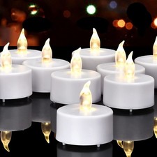 Hanzim Battery Operated LED Tea Lights Flameless 50pack, Warm White