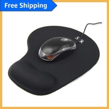 Ergonomic Black Mouse Pad with Gel Wrist Support for Gaming Office Use