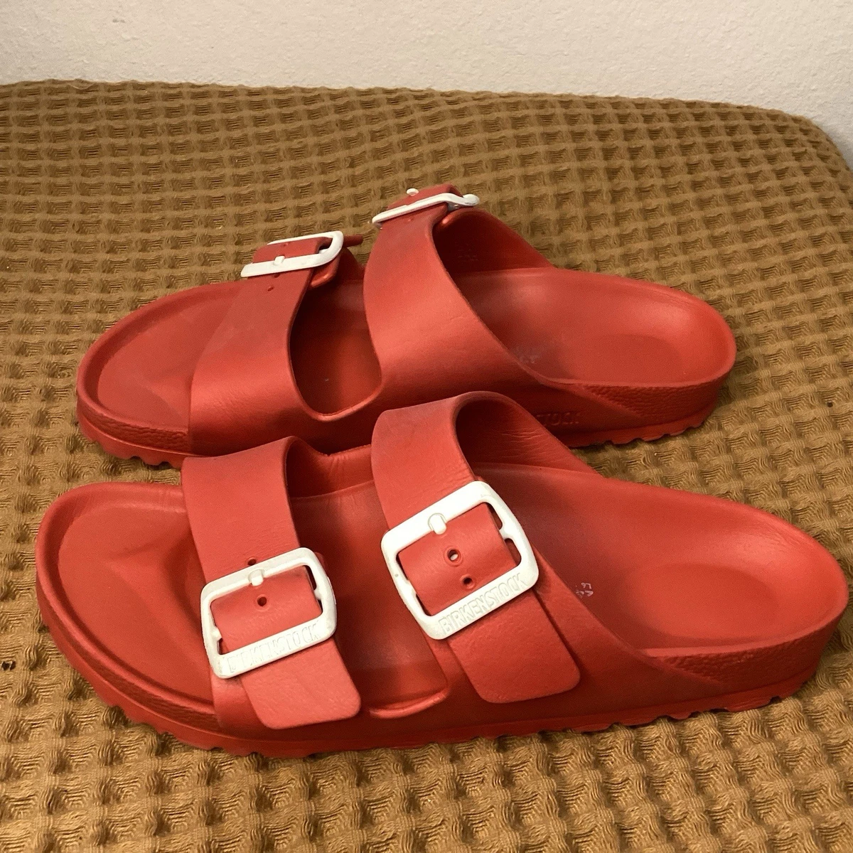 Birkenstock Red Men\'s Flip Flop Sandals EU 46/US 13 Birkenstock New w/o Box Arizona Active Red EVA Regular Width  main image 3
