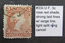 nystamps Canada Stamp # 33 Used $2250 Laid Paper Rare L3x478