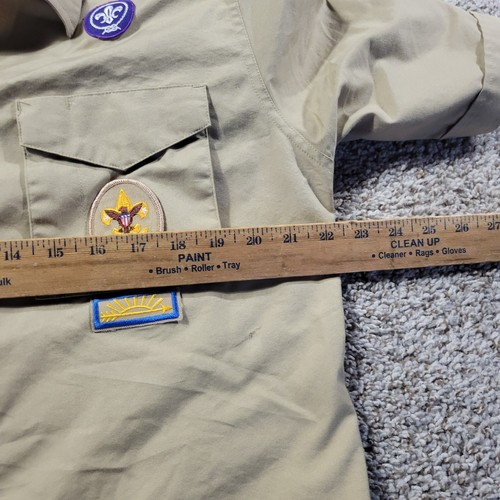 Boy Scout BSA UNIFORM SHIRT Men’s Medium Beige Short Sleeve Tan Short Sleeve - Picture 4 of 7