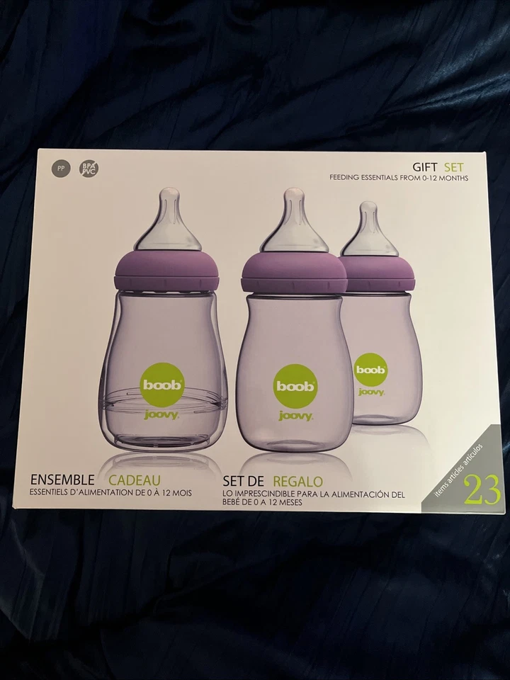 Joovy Boob PP Juego de Regalo Biberón, Púrpura, Juego de 23 Piezas Foto 2 de 4
