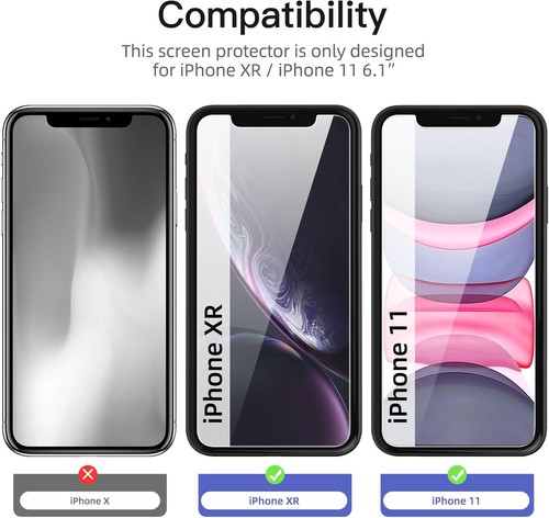 NEW'C 3 Pack Privacy Screen Protector for iPhone 11, 11/XR 6.1 inches, Black - Picture 2 of 12