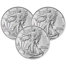 Lot of 3 -  $1 American Silver Eagle 1 oz BU Random Year