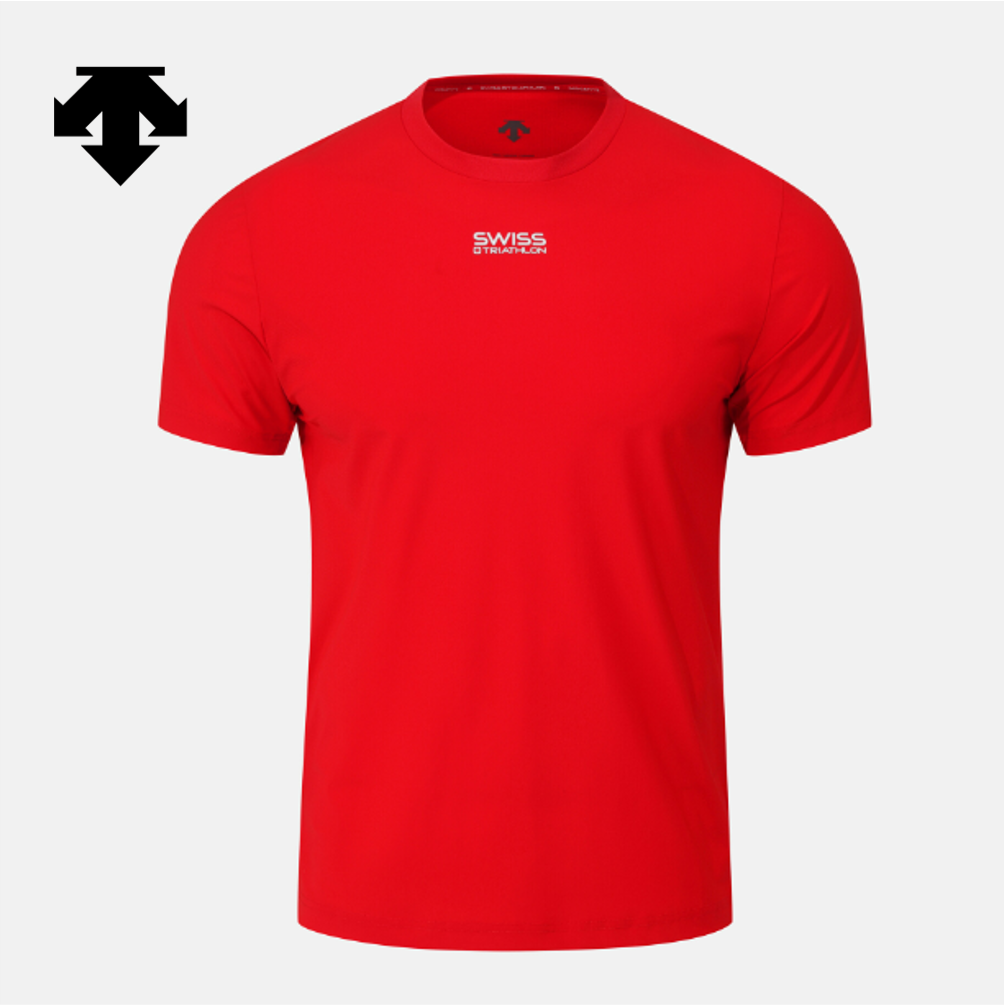DESCENTE GBR SWISS TRIATHLON Tシャツ２枚メンズM DESCENTE Swiss Triathlon Cooling Short-Sleeve T-shirt RED ASIAN