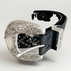 Black Genuine Leather Grommet Turquoise Cowgirl Rockstar Belt Size XL Western — photo 3