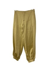 Zara ZW Womens Satin Balloon Pants Medium Golden Elastic Cuffs 8442/352 NWT