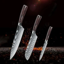 3PCS Kitchen Chef Knife Premium High Carbon Stainless Steel Professional Knife