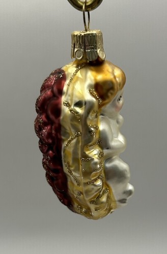 Baby Jesus In Manger Glitter Blown Glass Christmas Ornament Unmarked 2.5”H - Picture 3 of 7