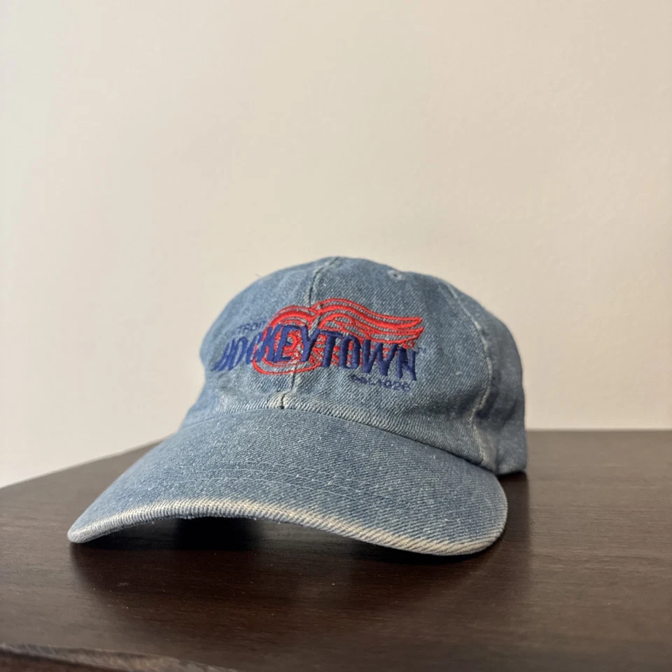 De colección Años 90 Detroit Red Wings Hockeytown Denim Correa Trasera Águila Productos Secos Sombrero Gorra Foto 3 de 4