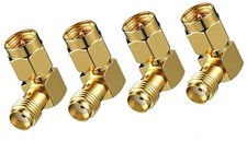 4-PACK SMA Male to Female Right Angle 90-Degree Adapter w/ Gold Plated Contacts