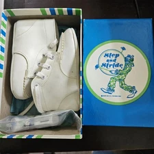 Vintage Step & Stride White Leather High Top Baby Shoes w/Box & Keep-Tys Size 3D