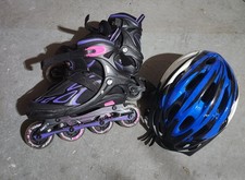 2PM Sports Youth Rollerblades With Light-Up Wheels And Helmet - Size Medium 1-4